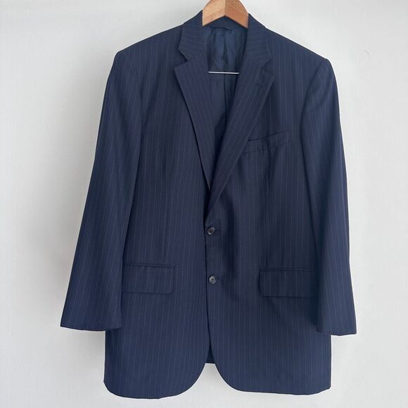 Brooks Brothers Blazer Mens US 43 Golden Fleece Wool Striped Hand Tailored Navy - Picture 1 of 11